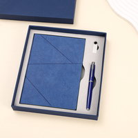 Articles cadeaux promotionnels de luxe en gros, ensemble cadeau de carnet, agenda en cuir PU vert pour le bureau, journal A5 avec clé USB