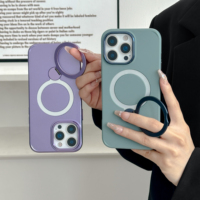Coque de téléphone PC à cadre métallique aux couleurs tendance pour iPhone 17 Pro Pro Max avec support rotatif à 360 degrés et chargement sans fil