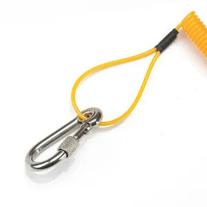 Factory Price custom Shock-Absorbing Lanyard with Snap Hook, Rebar Hook For work heights,coil lanyard with quick release