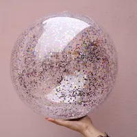 Piscine géante gonflable transparente sans PVC avec confettis et paillettes, jouets aquatiques amusants, ballon de plage