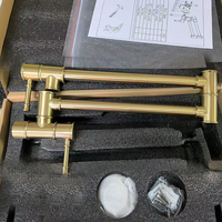 Robinet de cuisine multifonction pliable en laiton brossé doré non revêtu