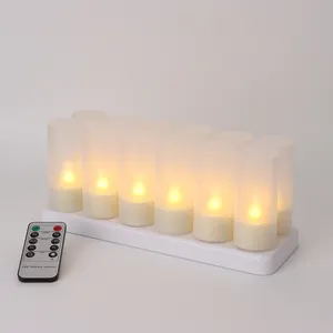 Set bestehend aus 12 wiederaufladbaren Led-Kerzen flammenlose Kerzen mit wiederaufladbarem Sockel blinkende Led-Tee-Lichter für Weihnachten