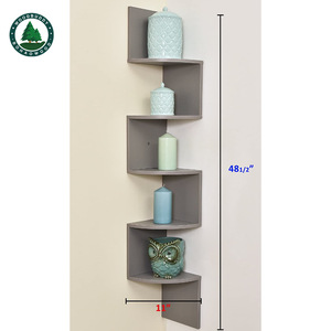 Woodbuddy Corner Wall <b>Shelf</b> 5 Tier Gray Storage <b>Rack</b> For Home Decor And Plant Display - Product Image 3