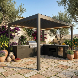 Mueble de Cocina Exterior de Acero Inoxidable al por Mayor con Pabellón Eléctrico con Persianas, Cocina de Jardín Personalizada Antioxidante con Fregadero - Product Image 1