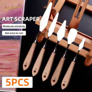 Outils en <span class=keywords><strong>argile</strong></span> Xin Bowen pour la poterie, 5 grattoirs <span class=keywords><strong>à</strong></span> <span class=keywords><strong>argile</strong></span> avec manche en bois et grattoirs métalliques pour le mélange des couleurs et la <span class=keywords><strong>peinture</strong></span> - Product Image 3