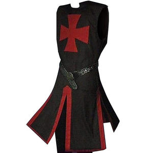 Robes de cosplay médiévales pour hommes, templiers, chevaliers, croisés, surchemise à manches longues, hauts courts, costume de reconstitution historique - Product Image 6