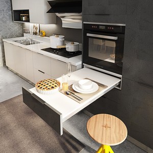 Gabinetes de Cocina Personalizados ZBOM Zhibang para Toda la Casa, Tablero de Partículas, Encimeras de Cuarzo Minimalistas, Diseño Simple, Pequeño - Product Image 4