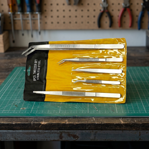 Ensemble de 5 pinces professionnelles en acier inoxydable à pointe fine, outils de précision pour la fabrication et la réparation de bijoux, dans une pochette de protection | GS1552A - Product Image 3