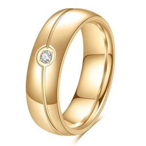 Anillo Minimalista de Acero de Titanio de 6 mm con Diseño Geométrico de Diamante Redondo, Unisex, para Uso Diario - Product Image 5