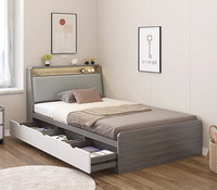 Neu eingetroffen: Schlichtes Design Melamin Villa Komplett-Schlafzimmermöbel-Set Einzelbett mit Stauraum