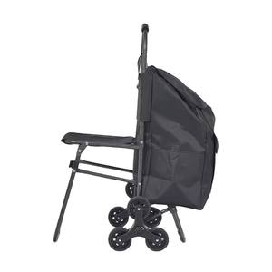 Draagbare Opvouwbare Sterke Drie Wielen Lichtgewicht Boodschappentas <span class=keywords><strong>Trolley</strong></span> Kar Met Stoel En Klimwiel - Product Image 1