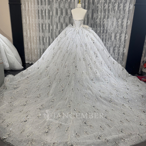 Robe de mariée élégante et romantique Jancember, style reine, ornée de strass, tendance et très vendue, Wx288 - Product Image 5