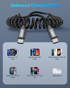 SUNGUY USB C 60W 3A Fast <b>Charging</b> Aluminum Retractable Data <b>Cable</b> for Phone Laptop Power Bank Car - Product Image 5