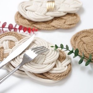 כותנה חבל ארוג ארוחת ערב מחצלת שולחן העבודה בידוד מים יקינתון מחצלת שולחן מחצלות - Product Image 2