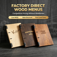 Porta Menús Personalizado A4 A5 con Logotipo, Carpeta de Menú de Madera Premium para Restaurante, Bar, Cafetería, Bebidas, Suministros para Bodas
