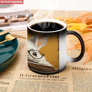 Taza de Oficina Moderna y Minimalista, Negra Esmerilada, 11 oz, Cerámica, Sensible al Calor, Taza Mágica - Product Image 5