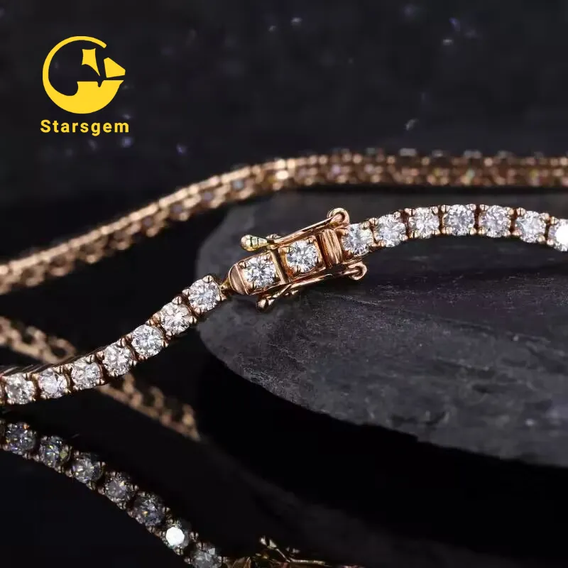 Hot Sale 14k Rose Gold Round Shape Tennis Bracelet Lab Grown Diamond Jewelry