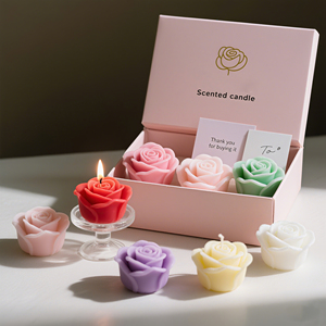 Personalizado Dia dos Namorados Mãe Dia Presente Aniversário Casamento <span class=keywords><strong>Aroma</strong></span> <span class=keywords><strong>Rose</strong></span> Flor Forma Bonito Velas Perfumadas com Cera De Soja