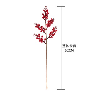 CallaFloral Ramas Artificiales de Bayas Rojas de Acebo, Decoración de Plástico para el Hogar y Bodas, Estilo de la Fortuna de 5 Ramificaciones - Product Image 4