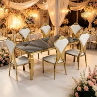 Nouvelle conception tendance, table rectangulaire de luxe pour hôtel, événement, banquet, mariage, avec acier inoxydable