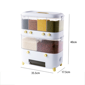 Thùng Cocina Thực Phẩm Khô Nhà Bếp Thùng Đựng Gạo Hộp Đựng Ngũ Cốc Hộp Lưới Hộp Đựng Hạt Vuông Ngăn Nhựa Đựng Đồ - Product Image 6