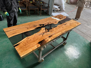 Really <strong>Super</strong> High Level Luxury Design Solid Walnut Wooden <strong>Home</strong> <strong>Furniture</strong> Restaurant River Kitchen Epoxy Resin Dining Table - Product Image 6