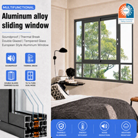 Ventanas Corredizas de Aluminio con Rotura de Puente Térmico, Resistentes a Huracanes, Ventanas Corredizas de Vidrio Triple Horizontal para Balcón, para Casa