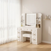 Ensemble de commode et armoire de chambre à coucher en bois de chêne massif, moderne, écologique, personnalisable, avec miroir éclairé et design modulaire