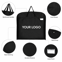Housse de vêtement pliable noire personnalisable avec logo, en non-tissé, anti-poussière, avec poignée et fermeture éclair, portable pour voyage, costume, robe, vêtements, pour la maison