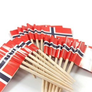 Palillos de Dientes con la Bandera de Noruega, Mini Decoración de Papel para Cupcakes Impresa Personalizada para Fiestas y Cócteles, Pequeños Palillos de Dientes Noruegos - Product Image 4