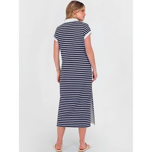 FOXA Vestido midi informal de verano para mujer, manga corta, cuello en V, corte holgado, antiarrugas, vestido de vacaciones en la playa - Product Image 5