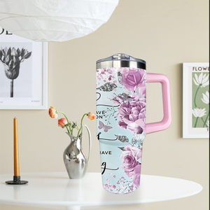 Taza Aislada <span class=keywords><strong>de</strong></span> Acero Inoxidable <span class=keywords><strong>de</strong></span> 30oz con Texto Bíblico <span class=keywords><strong>de</strong></span> Rosa Púrpura y Asa con Brillo <span class=keywords><strong>de</strong></span> Mariposa - Envío Gratis desde EE. UU. - Product Image 5
