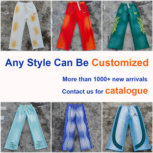 Huili Oem Hochwertige dicke Baumwolle Loose Fit Weite Beinhose Herren Benutzer definiertes Logo Gedruckte Distressed Washed Baggy Jogging hose - Product Image 5