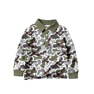 BT1824 Haut personnalisé à imprimé camouflage vert cerf pour bébé garçon, pull à manches longues avec fermeture éclair pour enfants, vêtement d'été - Product Image 6