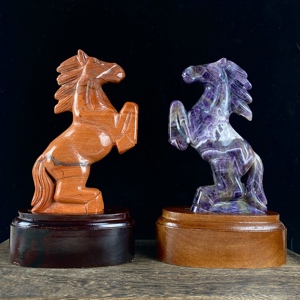 Cheval en cristal en gros, artisanat sculpté à la main, jaspe rouge, améthyste <span class=keywords><strong>de</strong></span> <span class=keywords><strong>rêve</strong></span>, pierre <span class=keywords><strong>de</strong></span> guérison, porte-bonheur, l'année du cheval - Product Image 2