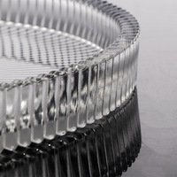 27*2.4cm 10.6*1 pouces clair Transparent fait à la main plat rond côtelé Ray rayé plaque de verre