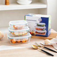 Boîte à lunch en verre borosilicate de haute qualité, récipient alimentaire chauffable et cuissable à la vapeur, anti-fuite, compatible micro-ondes et lave-vaisselle, avec couvercle