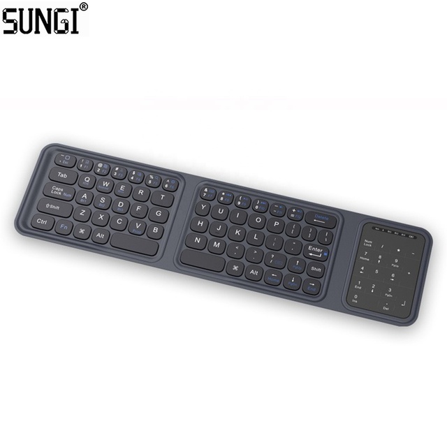 Foldable Bluetooths Keyboard with Touchpad Rechargeable Full Size Ultra Slim Pocket Folding Keyboard for Android Windows IOS
