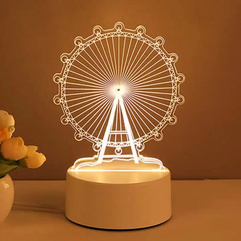 Creative bedroom LED small night light 3D cartoon kids USB bedside lamp table lamp holiday gift