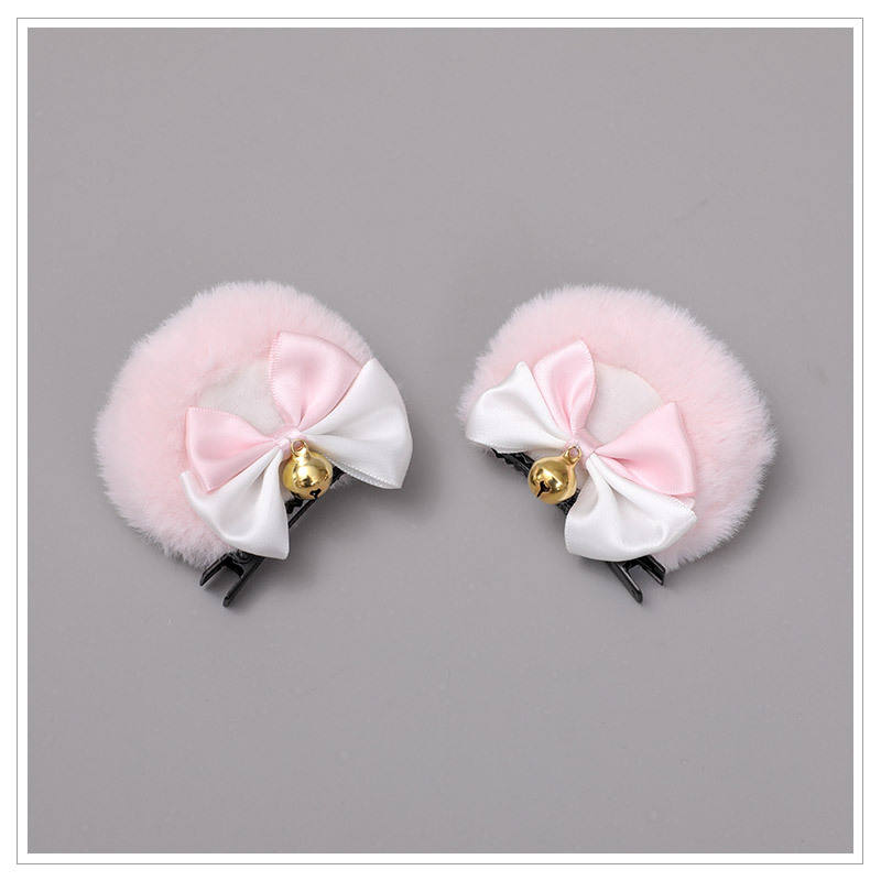 Bear Ear Hairpin 03 Pink White