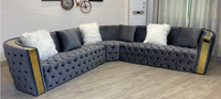 Ensemble de canapés en forme de L modernes et luxueux en velours beige pour appartement, hôtel et villa