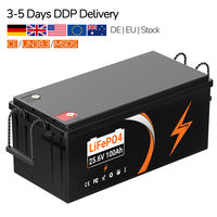 Batterie LiFePO4 24V 100Ah avec BMS, stock UE, pour camping-car, marine, système de stockage d'énergie solaire hors réseau