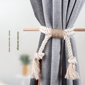 אביזרי וילונות לעיצוב הבית מודרניים נורדיים בעבודת יד וילונות קשירה דקורטיביים רצועת חבל קנבוס לקשירה לווילונות - Product Image 1