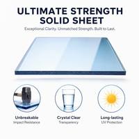 Plaque de polycarbonate solide transparente de 10-12 mm, matériau de toiture pour bâtiments, vente en gros