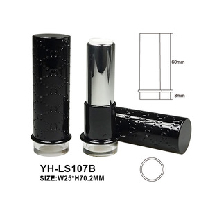 Tube à lèvres vide de luxe rond noir gaufré avec logo personnalisé, conteneur rotatif pour baume à lèvres cosmétique avec base transparente - Product Image 2