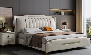 Nouveau <span class=keywords><strong>lit</strong></span> <span class=keywords><strong>superposé</strong></span> en bois de manguier écologique, <span class=keywords><strong>hauteur</strong></span> réglable, taille complète, rangement avec tiroirs, tissu rembourré, chambre à coucher moderne et luxueuse - Product Image 5