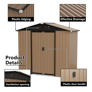 Abri <span class=keywords><strong>de</strong></span> jardin extérieur 6FTx4FT à toit en pente <span class=keywords><strong>de</strong></span> couleur marron pour le <span class=keywords><strong>rangement</strong></span> dans la cour arrière, exporté <span class=keywords><strong>de</strong></span> Chine - Product Image 3