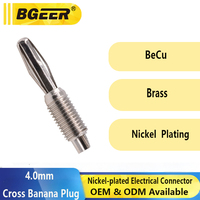 Connecteur banane croisé en cuivre massif 4,0 mm - Accessoire de borne métallique à fil soudé avec broche filetée