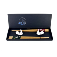 Nouvel Arrivage – Ensemble de baguettes en bois motif Dragon des champs d'or, 2 paires, 23 cm, emballage écologique, certifié LFGB, élégant et classique