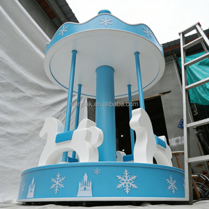 Giostra a Tema Frozen Bianco e <span class=keywords><strong>Blu</strong></span> per Bambini, da Interno/Esterno, con Gioco Morbido Rotante, per Feste e Centri Commerciali - Product Image 3